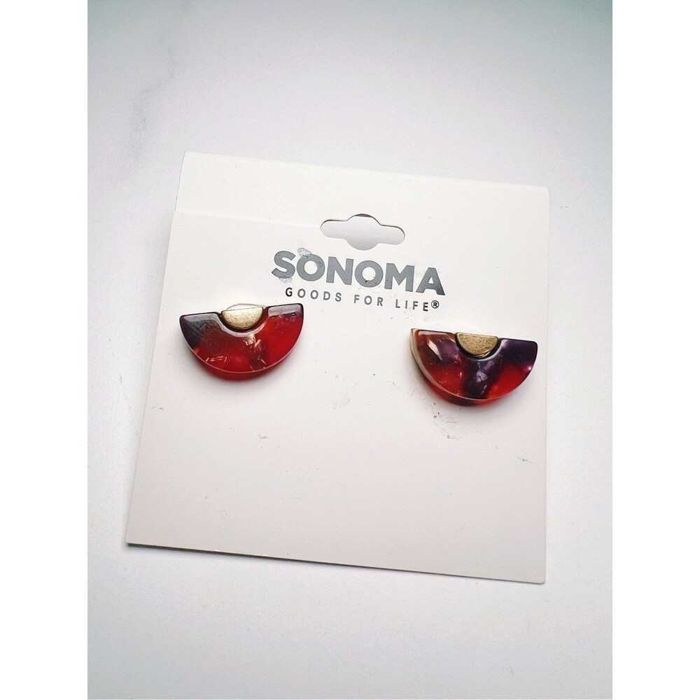 Sonoma Earrings Half Moon Brand New English Garden Purple Gold Small Jewelry
